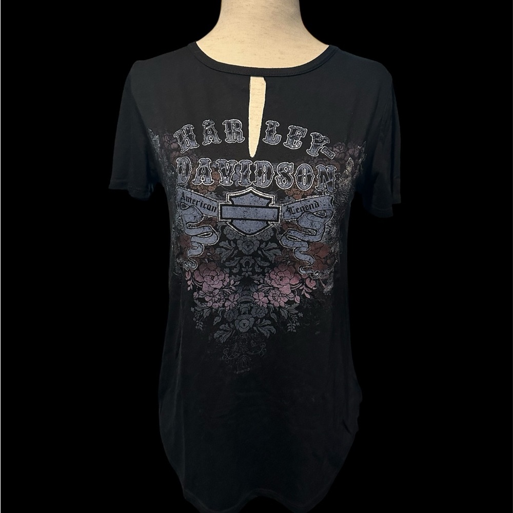 Harley-Davidson Black and Gray Women's Tee